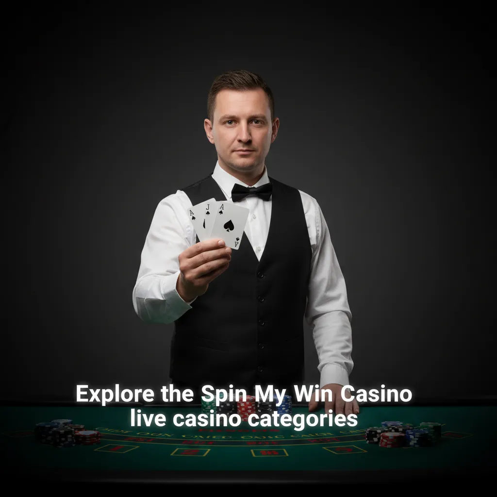 Spin My Win live casino categories: Roulette, Blackjack, Baccarat, Poker, TV Games, Dice & Specialty