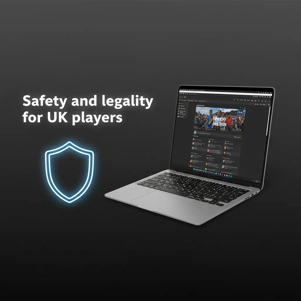 UK casino safety: padlock and shield with 18+, SSL, licence, privacy, fair play, and tools like limits and self-exclusion