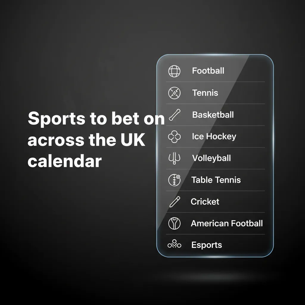 UK betting markets across the calendar: football, horse racing, tennis, cricket, rugby; match odds, goals, handicaps