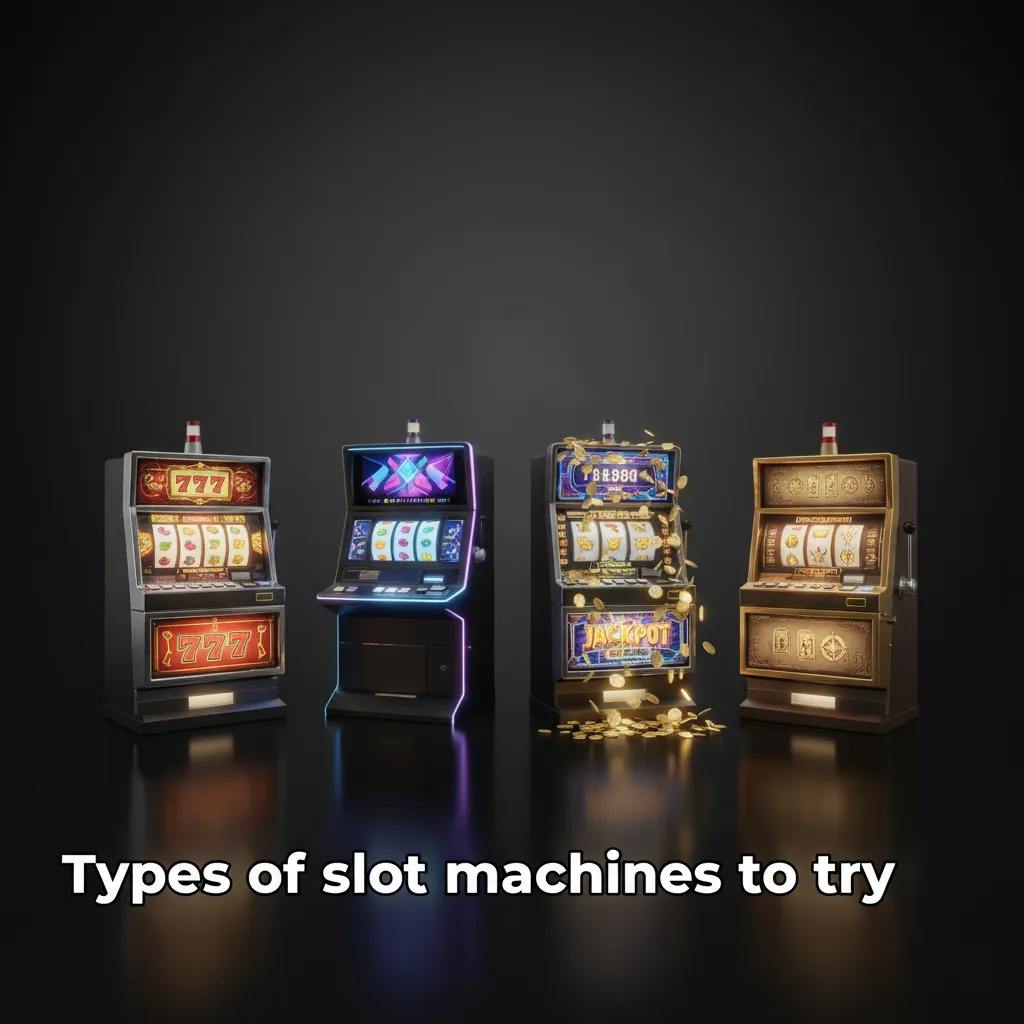 Infographic of slot types: classic 3-reel, video, Megaways, progressive/fixed jackpots, cluster pays, Hold & Win, branded TV
