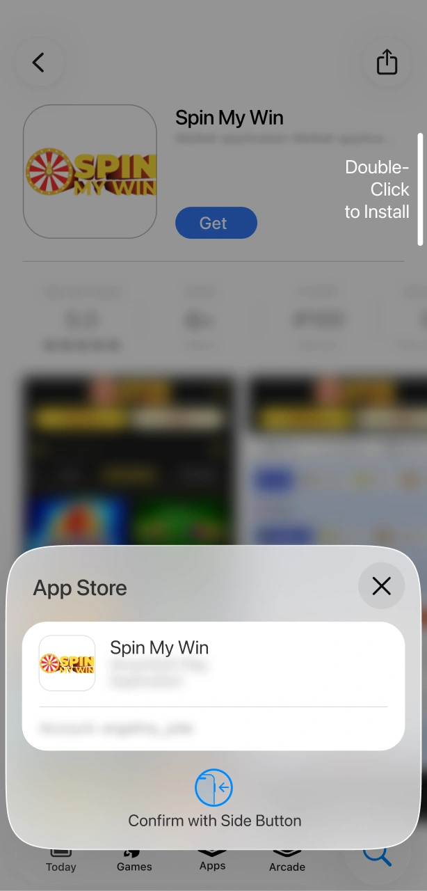 Confirm installation of the Spin My Win Casino iOS app on your device.