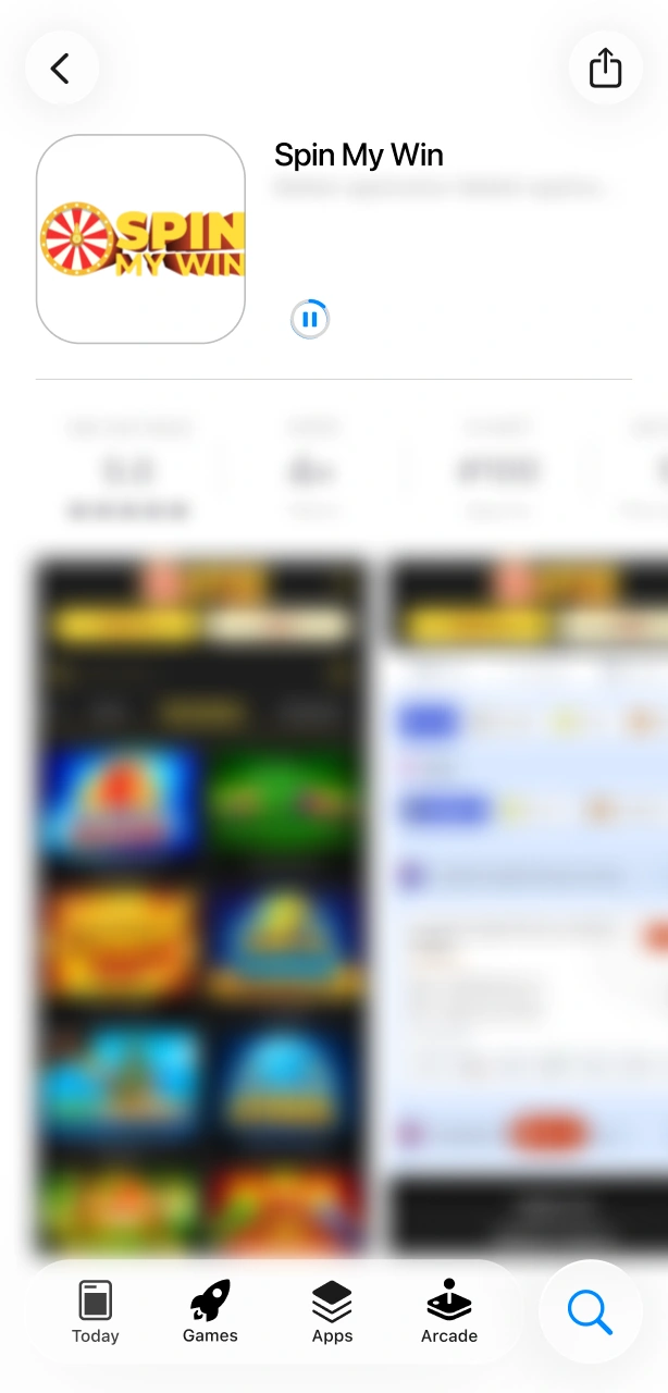 Wait for the Spin My Win Casino iOS app installation process to complete.