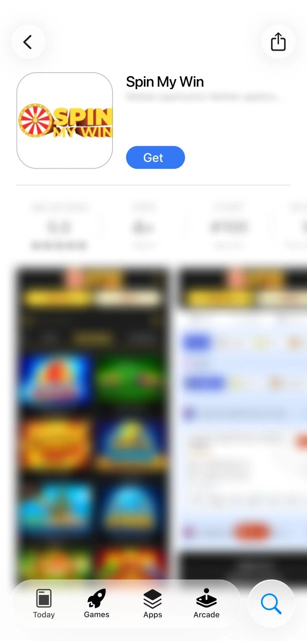 Tap the Get button in the App Store for Spin My Win Casino iOS app.