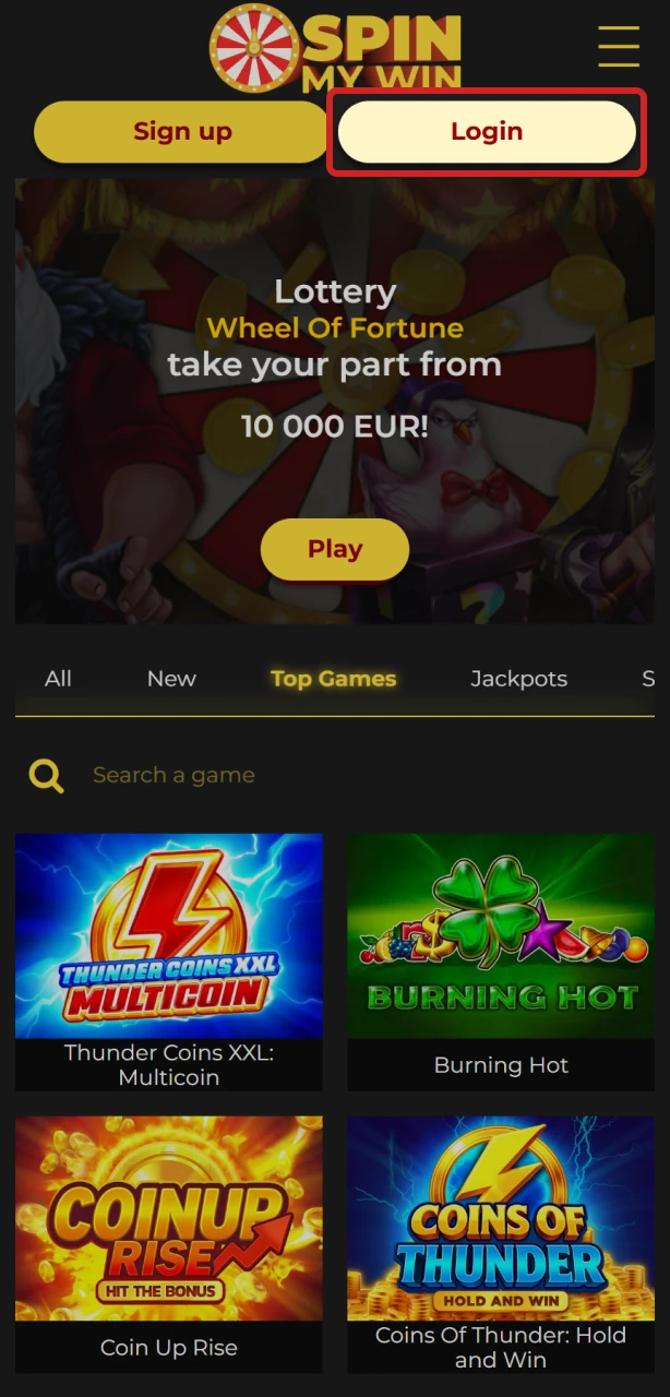 Open the updated Android app and log in to Spin My Win Casino.