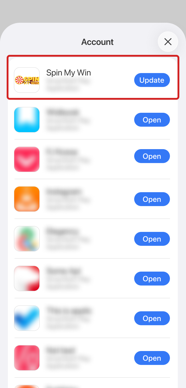 Find the application on the update list to refresh Spin My Win Casino iOS.