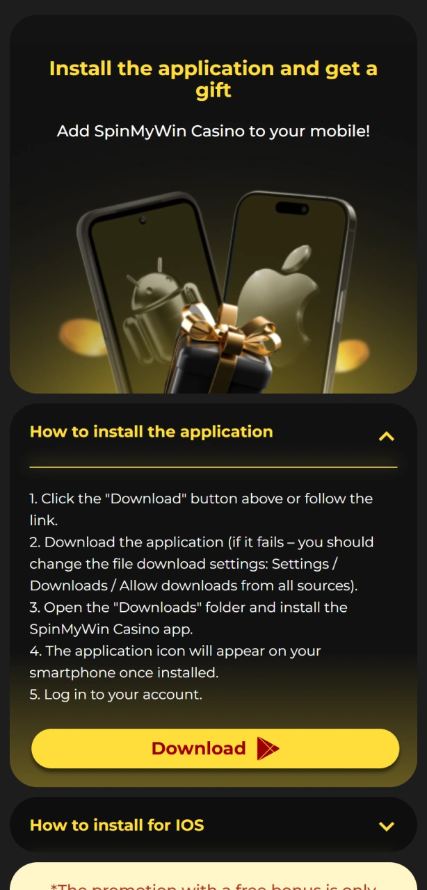 Tap the Install button to download the Spin My Win Casino Aviator APK.