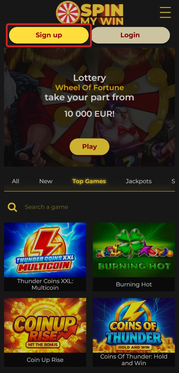 Register your profile at Spin My Win Casino to claim a bonus.