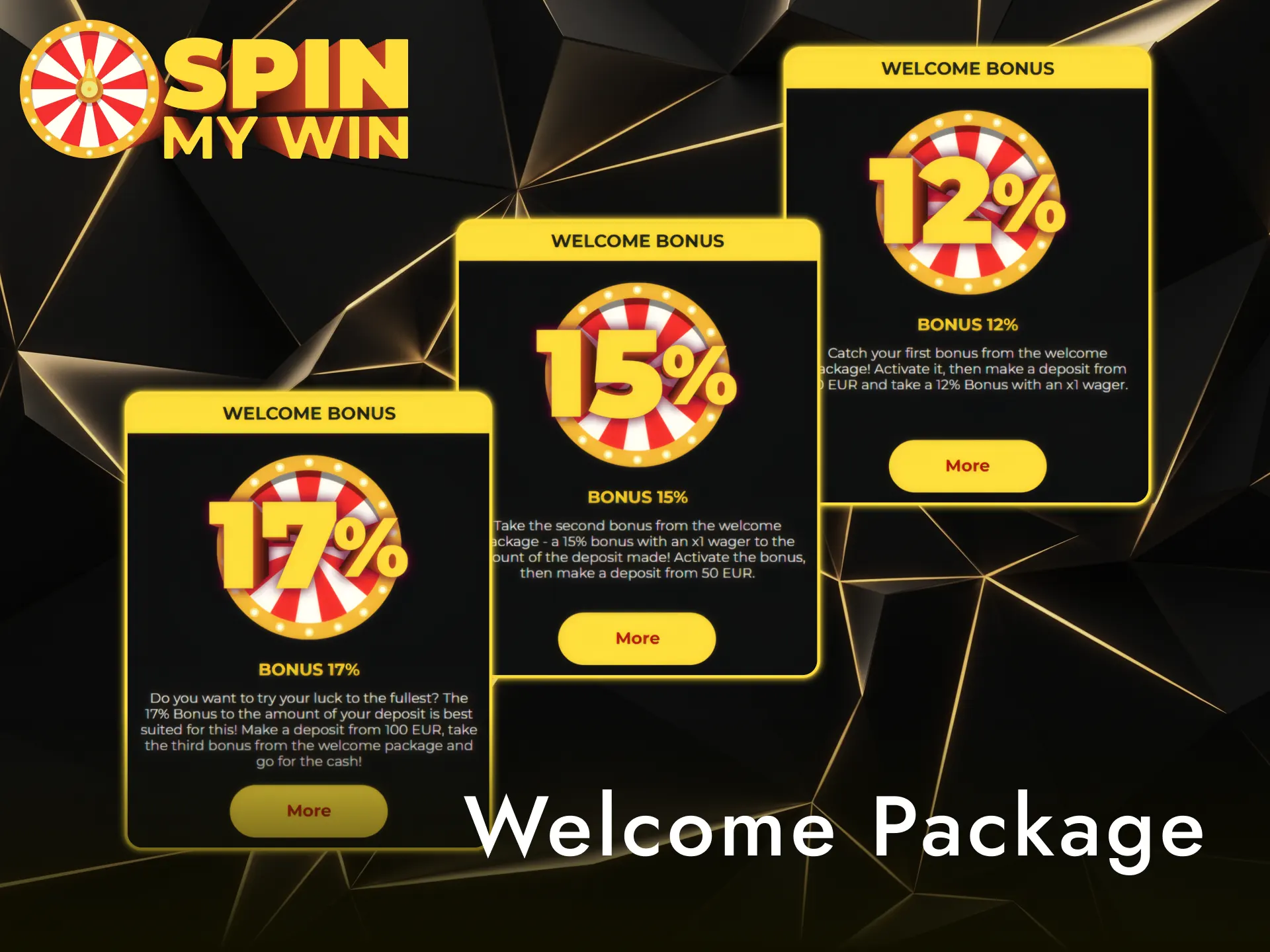 Claim your Spin My Win Casino welcome package across three deposit boosts today.