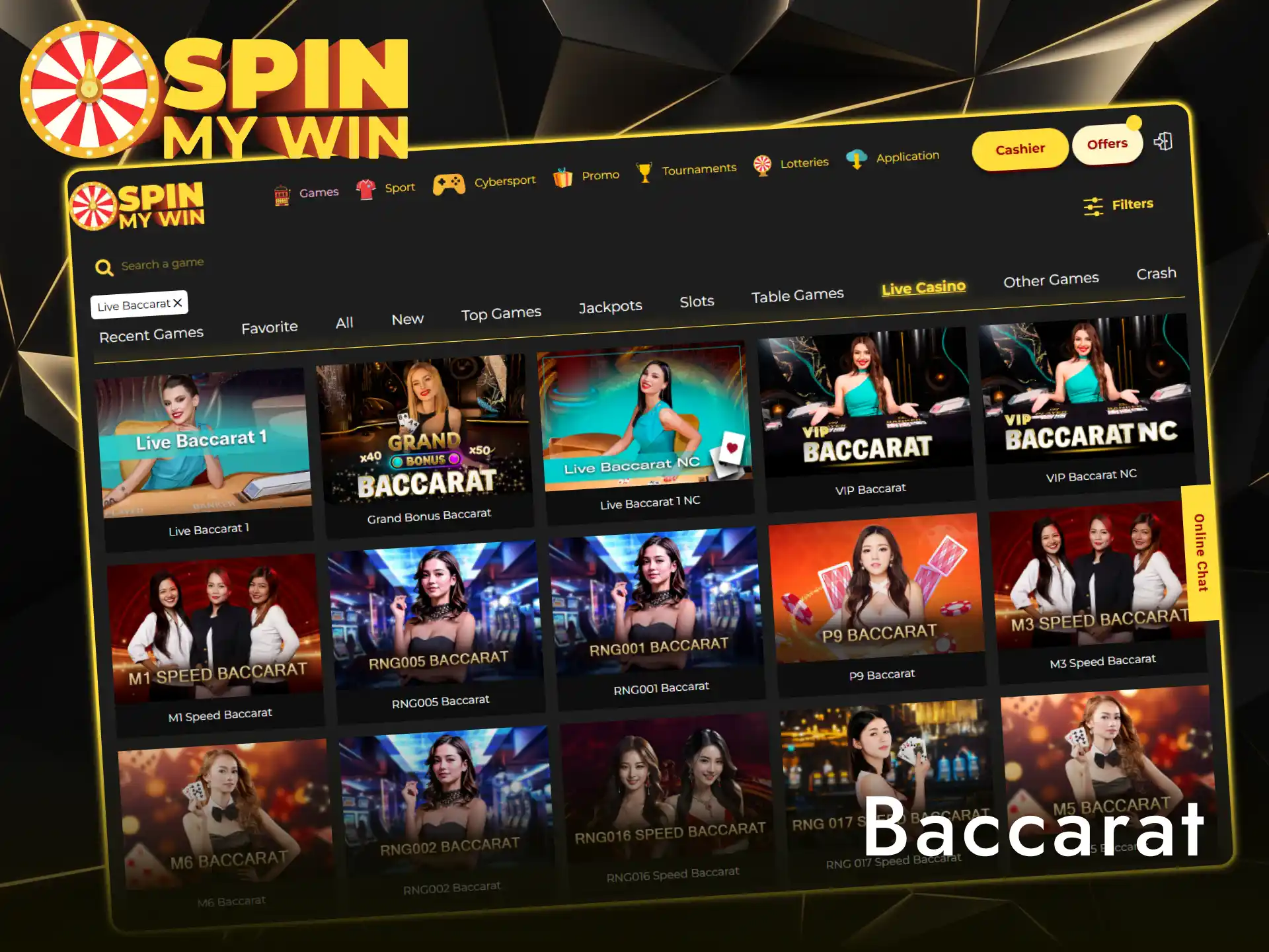Play exciting Baccarat tables today at Spin My Win Casino.