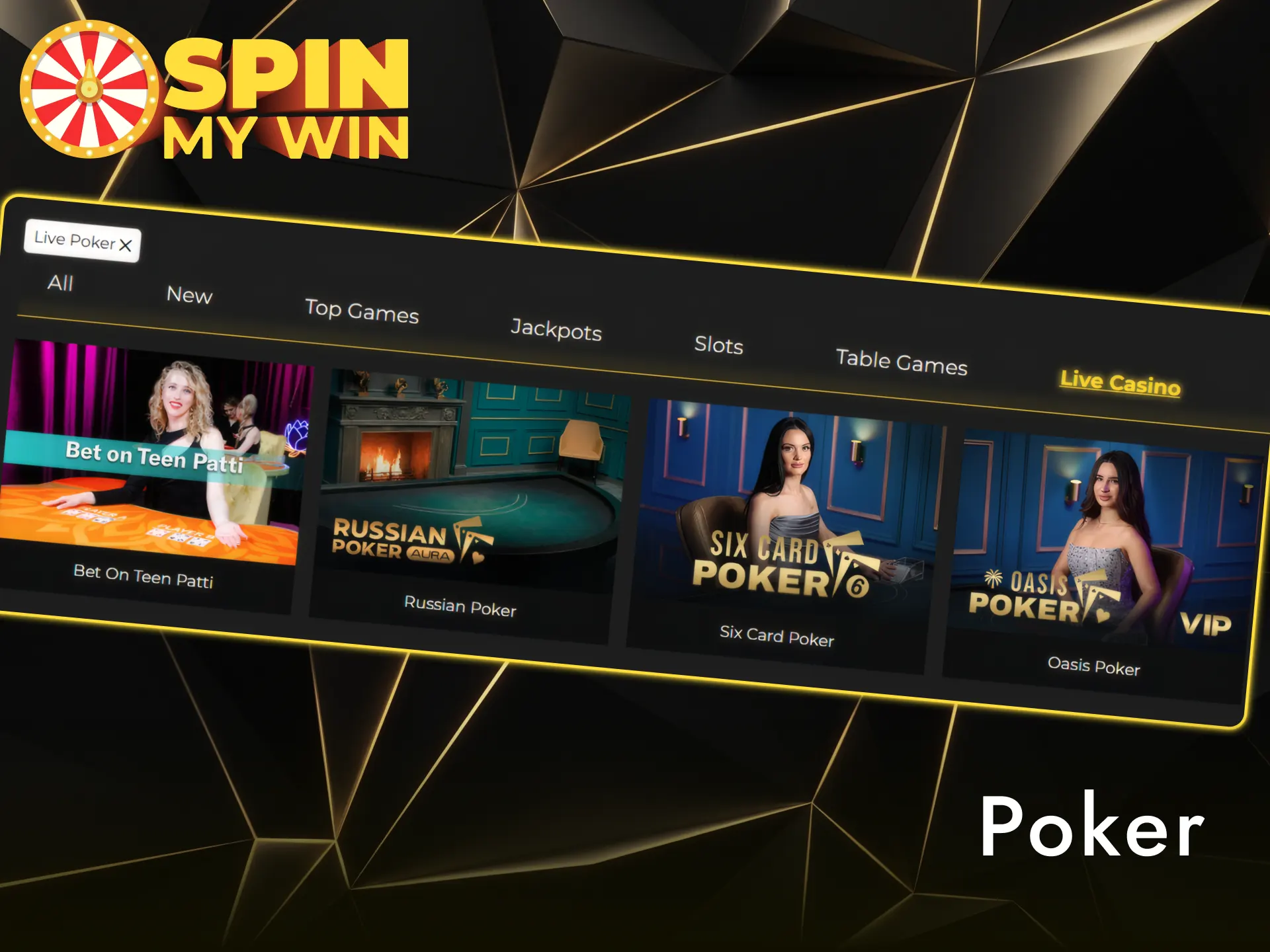 Play strategic Poker games online at Spin My Win Casino.