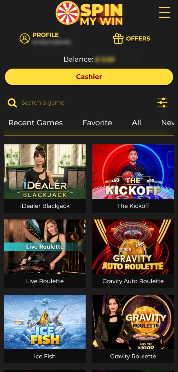 Pick a live table and join interactive dealers at Spin My Win Casino.