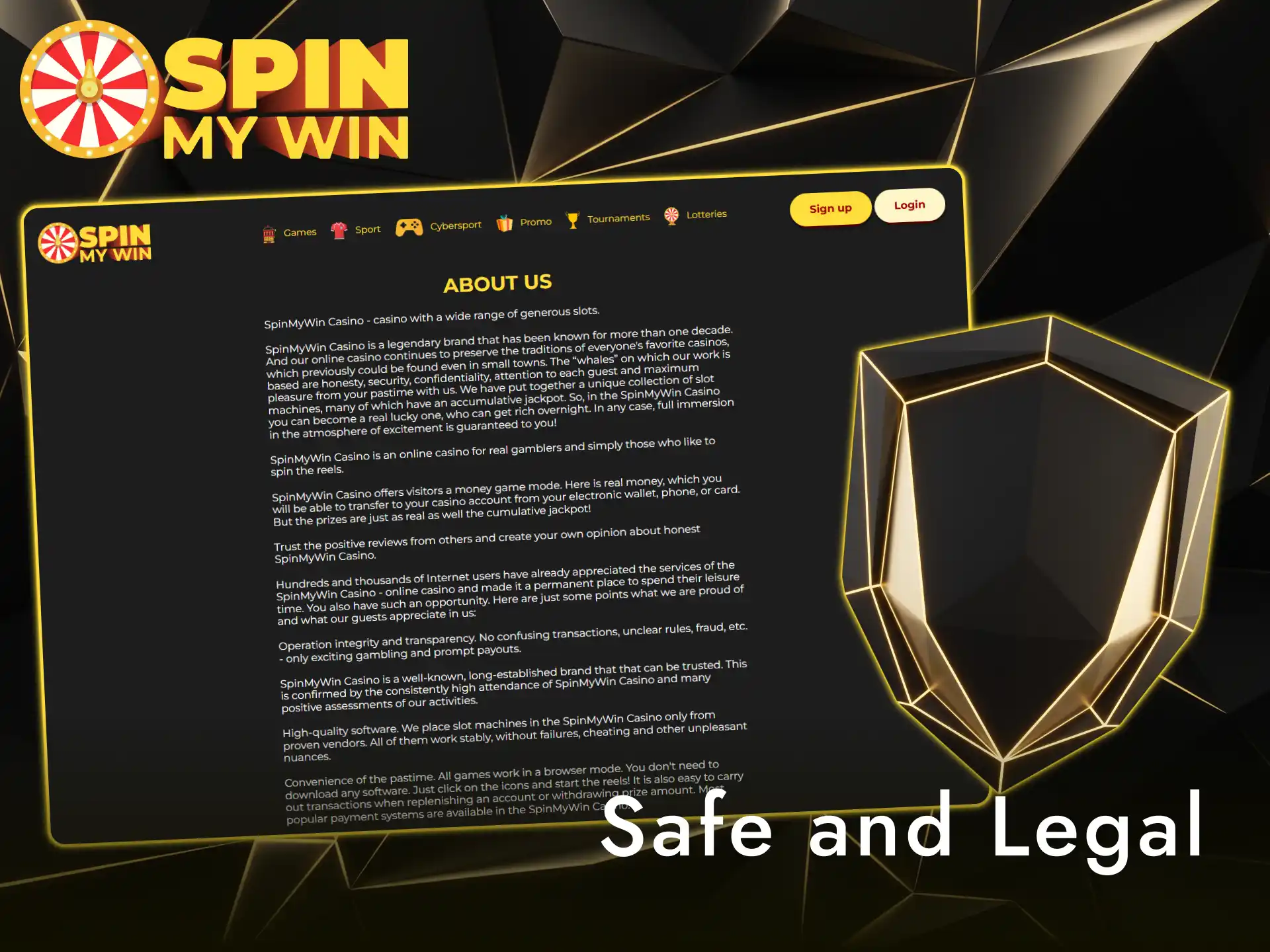Confirm legal safety standards on the Spin My Win Casino platform.