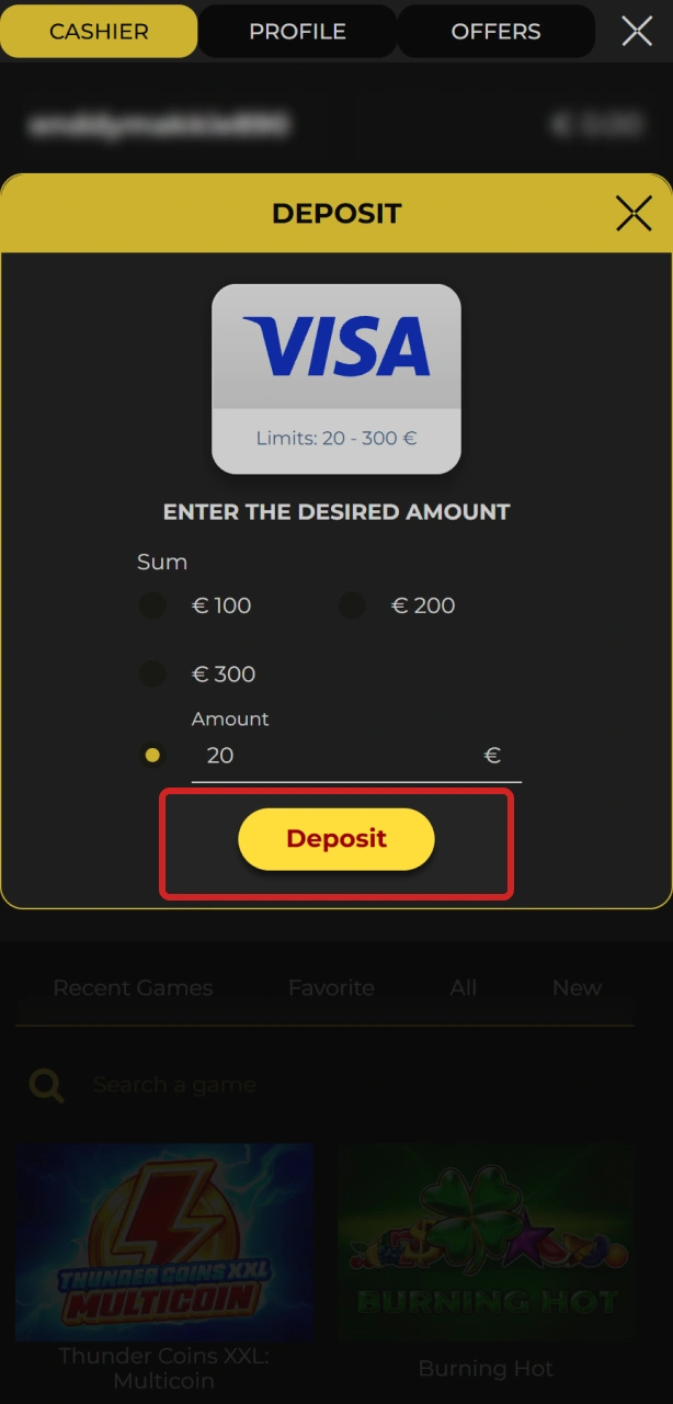 Confirm transaction steps and check your balance after a Spin My Win Casino deposit.