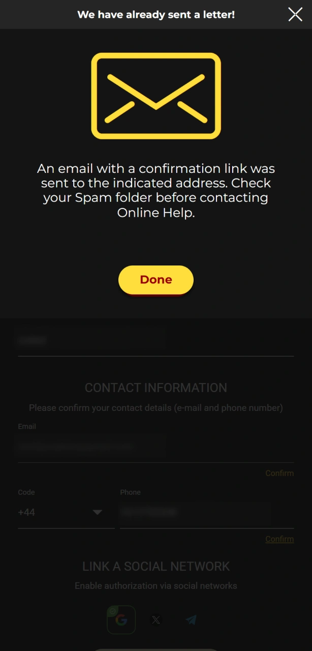 Verify your account to start playing on the Spin My Win Casino app.