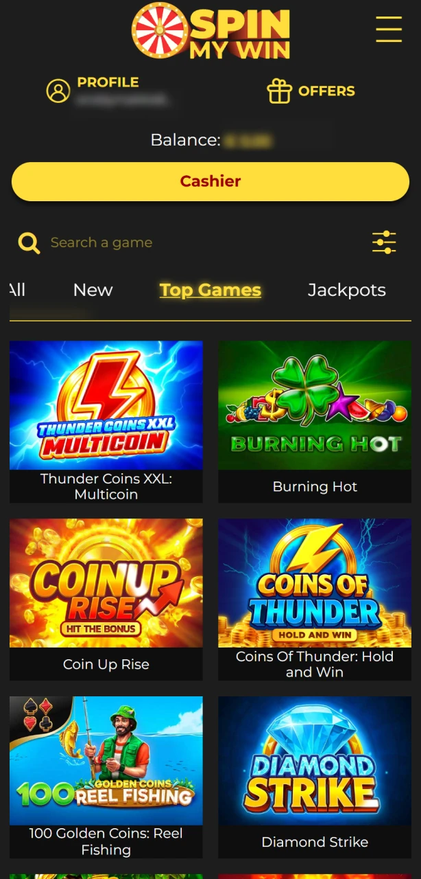 Play qualifying games with your welcome bonus funds at Spin My Win Casino.