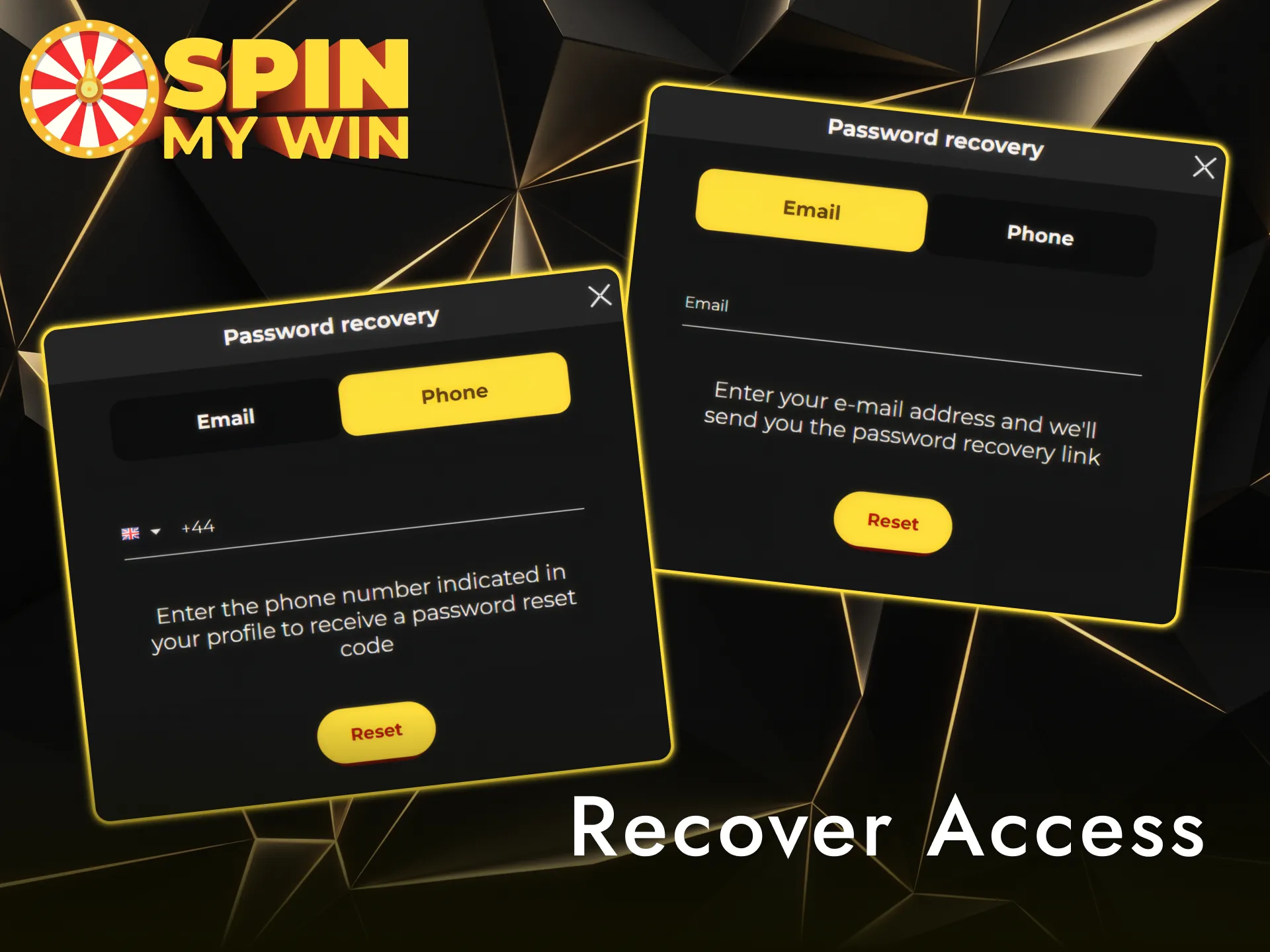 Reset your forgotten password to recover your Spin My Win Casino account.