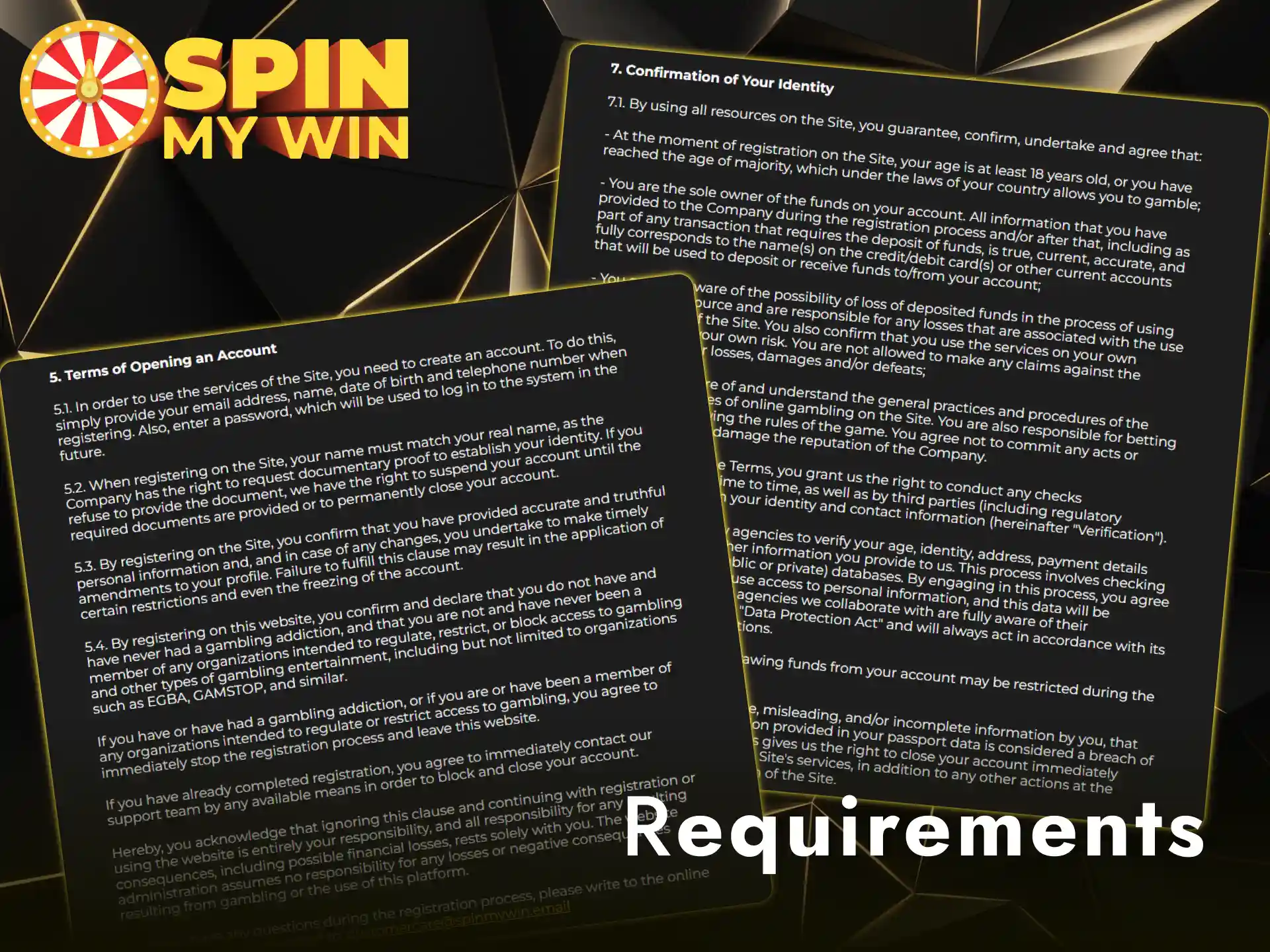 Register at Spin My Win Casino to meet the official UK age and location requirements.