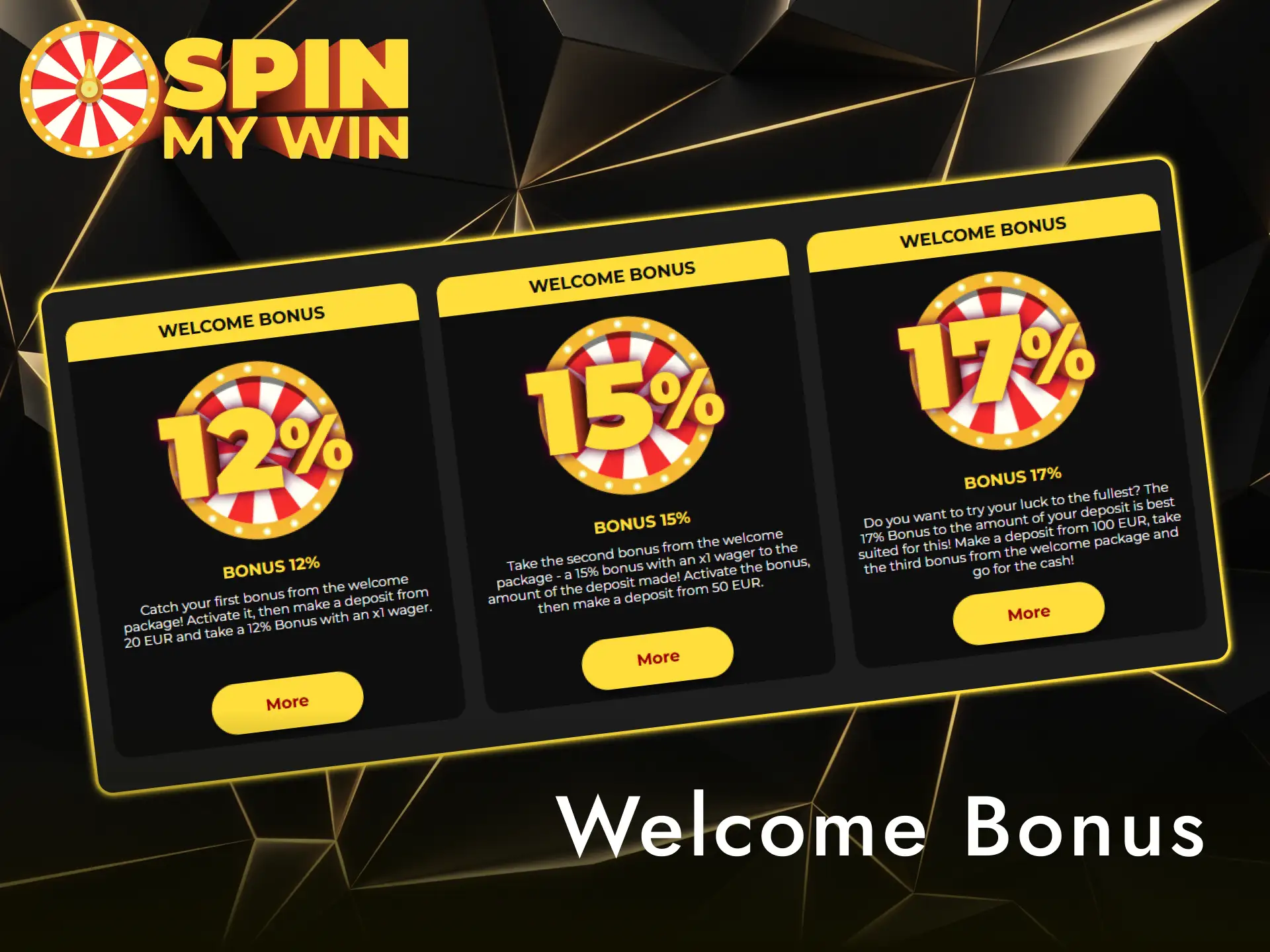 Claim your Spin My Win Casino welcome bonus for casino and sports right after registration.